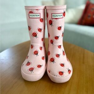 Hunter Pink Ladybug Pattern Rain Boots